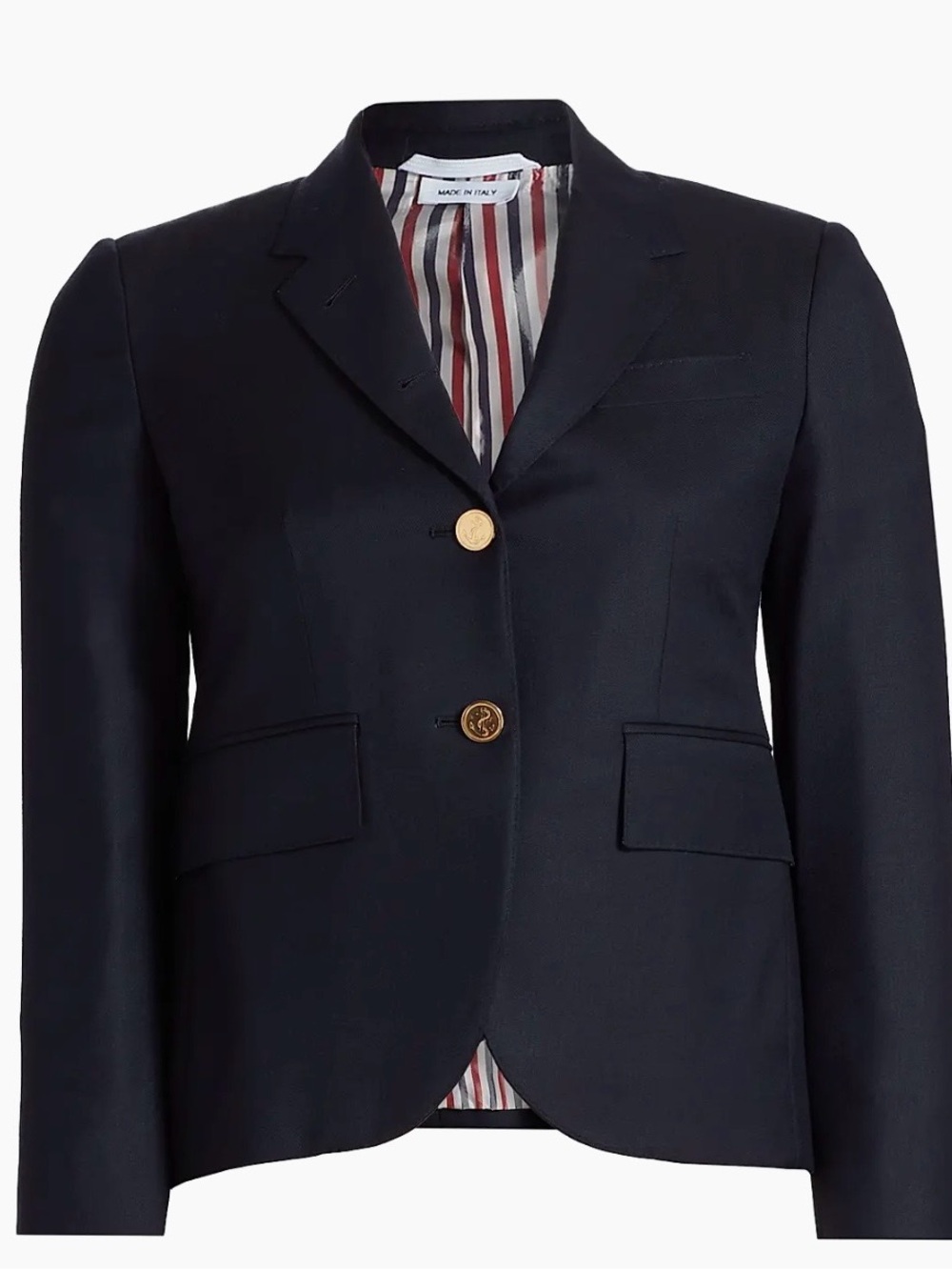 Authentic THOM BROWNE Women’s Navy High Armhole Wool Sport Coat - size 38